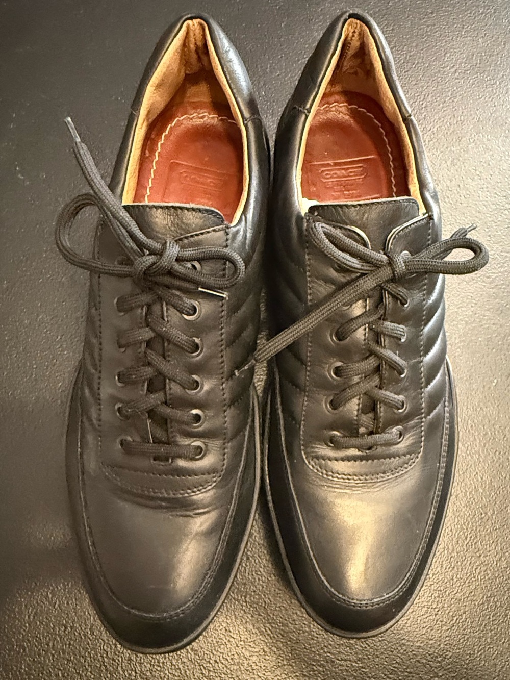 Men’s Coach Black Leather Lace-Up Casual Sneakers Size 13